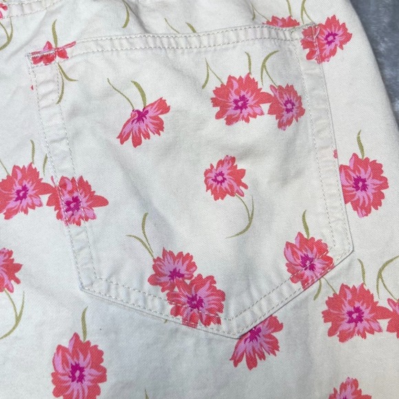 Liz Claiborne Floral Print Pants Womens 12 Cream with Pink Flowers Casual Boho - Picture 8 of 16